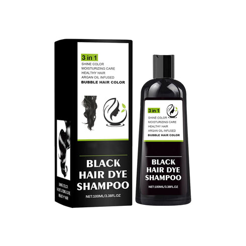Black Hair Dye Shampoo - 3 in 1 Natural Plant Bubble Dye Hair Care Shampoo for All Hair Types - Grey Coverage Shampoo with Herbal Ingredients - 10...