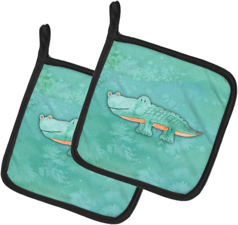 Caroline's Treasures BB7385PTHD Alligator Watercolor Pair of Pot Holders Kitchen Heat Resistant Pot Holders Sets Oven Hot Pads for Cooking Baking ...