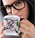3dRose Cherry Blossom Flower Monogram Initial J Two Tone Mug, 11 oz, Black/White...