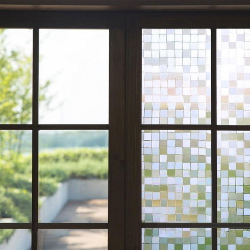 Bloss Window Privacy Film Stain Glass Frosted Window Film Decorative Windows Cover Small Mosaic Heat Control Glass Film for Home Office,17.7 x 78....