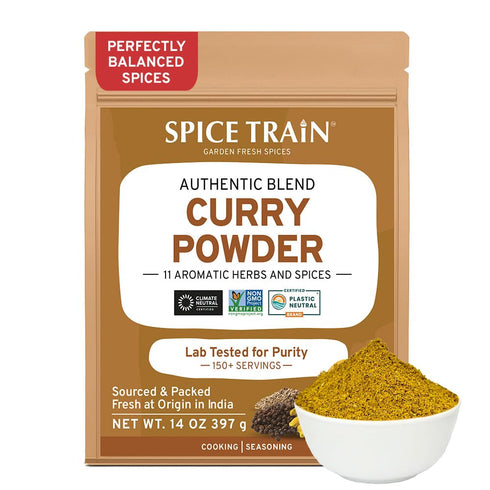 SPICE TRAIN, Curry Powder (14oz) Mild Indian Curry Powder | Lab Tested for Purity, Non-GMO | Packed in Resealable Ziplock Pouch...
