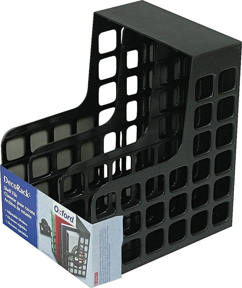 Oxford Decorack Plastic Magazine File, 2 Dividers, Black, 9W x 10-5/8D x 12H, 1 per Box (23004EE)...