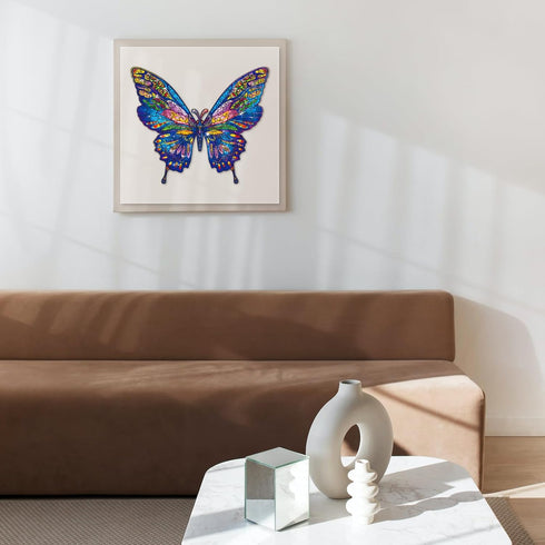 GLOBLELAND Wooden Jigsaw Puzzles for Adults 13x11inch 120Pcs Butterfly Jigsaw Puzzles Wood Adult Colorful Animals Shaped Jigsaw Puzzles for Birthd...