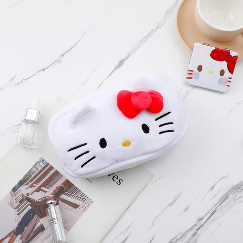 Cartoon Makeup Bag Anime Plush Cosmetics Case Pink Kitty Makeup Case Kitty Capacity Bag for Women...