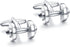 HONEY BEAR Dumbell Weightlifting Silver Sport Cufflinks for Mens Wedding Gift...