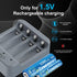 AA Rechargeable Batteries with Charger 4 Pack Fast Charging 2A 1 Hour 1.5v Lithium ion Double A Battery Rechargeable High Capacity 3300mWh with 15...