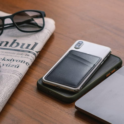 Phone Card Holder for Back of Phone, Leather Phone Wallet Stick On, Credit Card Holder for Phone Case Compatible with iPhone, Samsung, Android and...