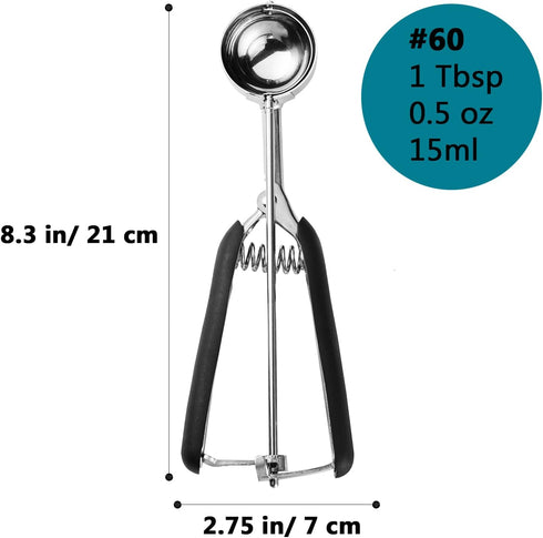 Small Cookie Scoop 1 Tablespoon, Cookie Dough Scoop, 1 Tbsp Cookie Scoops for Baking, Melon Baller Scoop, Comfortable Grip, Non-Slip, Smooth Relea...