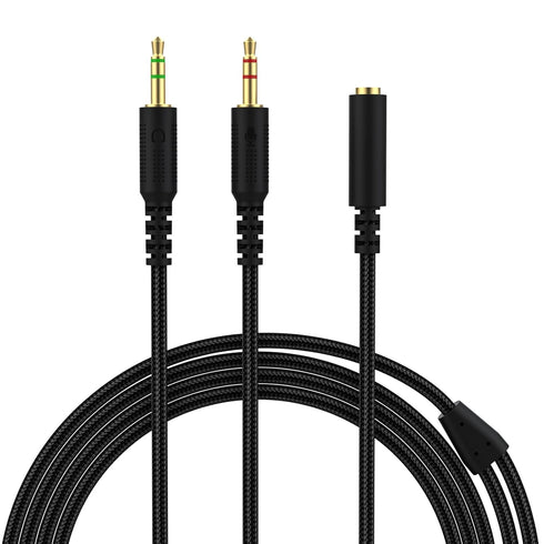 Saipomor 3.5mm Y Splitter AUX Headset Cable PC Audio & MIC Cord Compatible with Razer Kraken X, Razer Electra V2 Pro, Razer BlackShark V2 Pro and ...