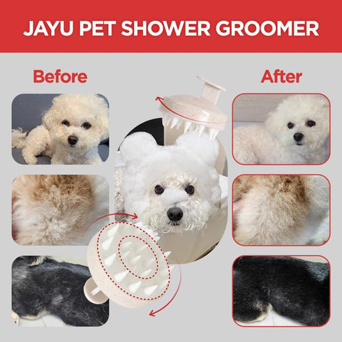 Shower Groomer - Grooming Pet Shampoo Brush, Cat Dog Hypoallergenic Bath and Massage Brush, Soft Silicone Bristles Scrubber for Puppy & Kitten, Ea...
