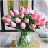 Artificial PU Tulips 10Pcs Real Touch Fake Flower Arrangement Bouquets for Home Office Wedding Decoration (Pink)...