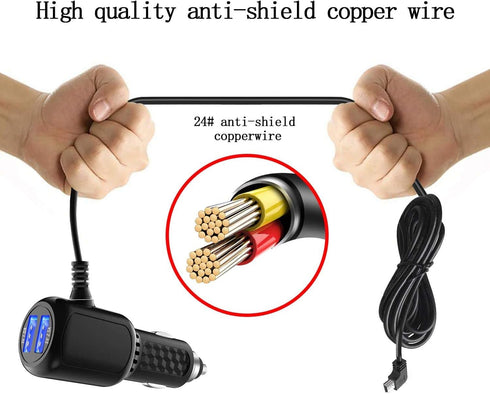 Car Charger for Garmin Nuvi, Garmin GPS Charger Cable,Mini USB Power Cord Cable Dual Port USB Vehicle Power Charging Cable Cord for Garmin Nuvi C2...