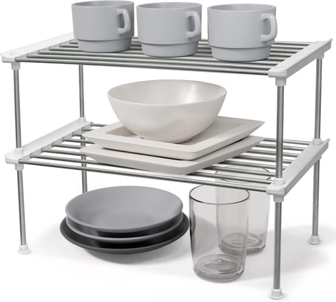 carrotez Cabinet Organizer Shelf, Set of 2 Stackable Kitchen Counter Shelves, Kitchen Cabinet Organizers and Storage, Pantry Storage Shelf Organiz...