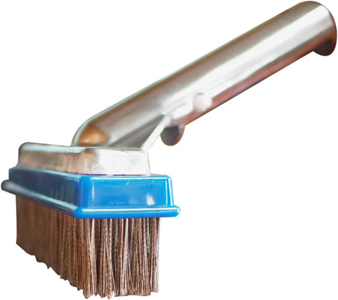 5" Pool Brush with 5" Aluminum Back and Handle- Stainless Steel Bristles - Blue Brush Body...
