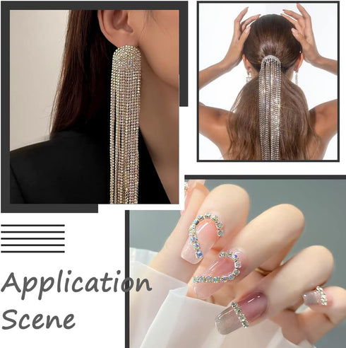 Fashewelry 10 Yards Crystal Rhinestone Close Cup Chain 2mm Trimming Beaded Applique Claw Chain Roll for DIY Art Craft Clothes Wedding Party Decora...