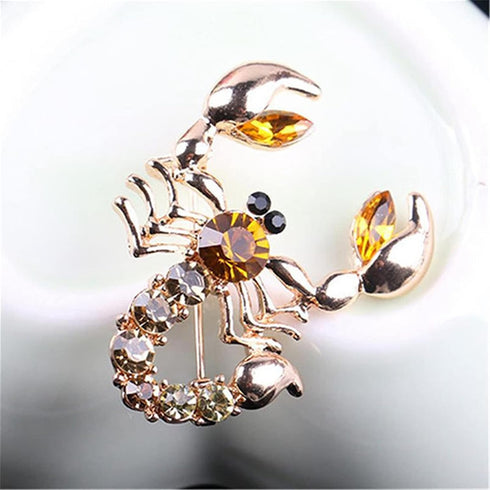 Men Women Retro Crystal Rhinestone Scorpion Brooch Creative Animal Insect Enamel Lapel Pins(Gold), one size...