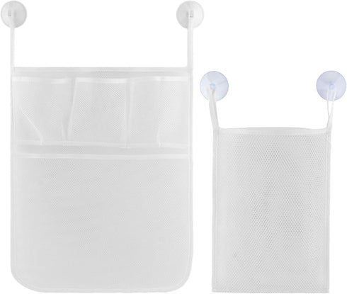 2Pcs Mesh Bath Toy Organizer, Bath Toy Storage, Hanging Bath Toy Holder, Baby Bath Tub Toy Storage Net with Pockets and Suction Hooks for Kids & T...