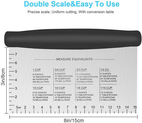 Bench Scraper & Chopper - 6 Inch Stainless Steel Dough Cutter with Contoured Grip, Multi-Purpose Kitchen Tool for Baking Cooking, Food Scraper Cho...