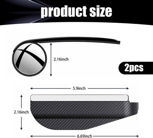 2 PCS Car Blind Spot Mirror, 2-in-1 Rearview Mirror Rain Eyebrow, Side Mirror Protection Shield, Self-adhesive Auxiliary Mirror, Universal for Mos...