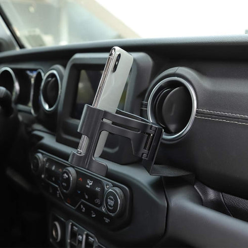 Savadicar JL & JT Multi-Function Drink Cup Phone Holder, 2 in 1 Bolt-on Stand Bracket Organizer, Cellphone Mount for 2018-2023 Jeep Wrangler JL JL...