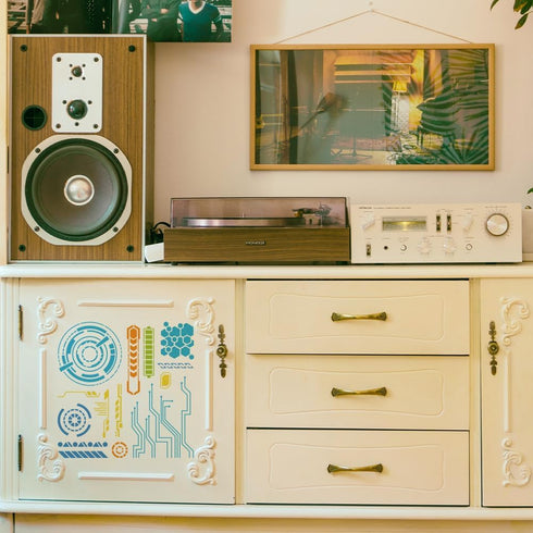 FINGERINSPIRE Science and Technology Stencil for Painting 11.8x11.8 inch Reusable Circuit Board Drawing Template DIY Craft Bullet Tracker Decorati...