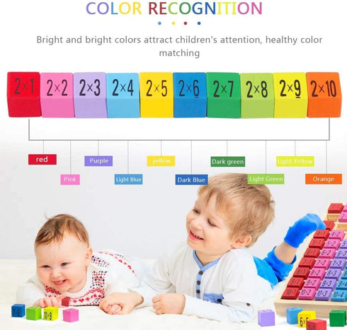 Wooden Toys Hundred Board Montessori Math 10x10 Times Table Tray with Answers Multiplication Board Educational Game for Kids (Multiplication Board...