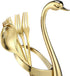 AnSaw Gold Swan Base Holder Set with 10 Pcs 4.7" Mini Leaf Teaspoons & Dessert Forks - Perfect for Appetizers,Salads,Cakes,Fruits,Cocktails,Tea,Es...