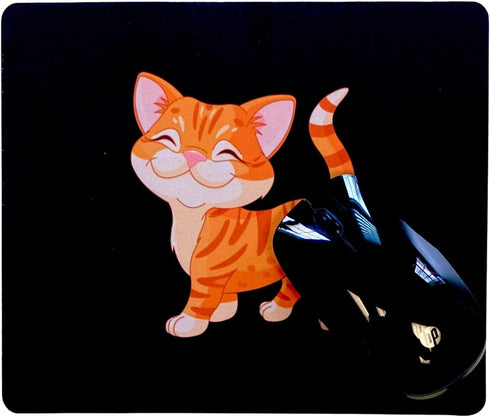 Happy Orange Cat Design Mouse Pad – Elevate Your Workspace! 9.25" x 8" Neoprene Mousepad...
