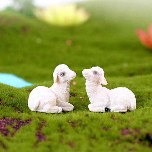 4pcs Miniature Sheep Figurines Resin Micro Landscape Fairy Garden Animals Ornament for DIY Terrarium Crafts Accessories (Random Style)...