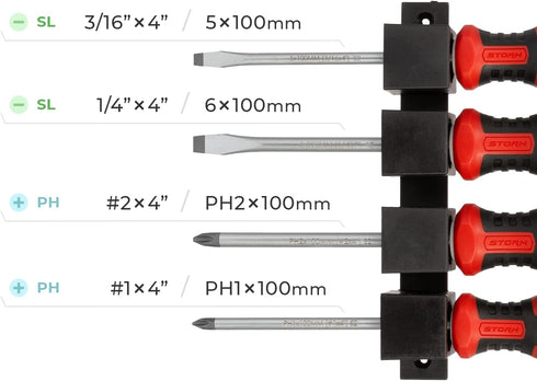 INTERTOOL 4-Piece Magnetic Screwdriver Set, Phillips & Flat Head, S2 Steel, Premium Grip Handles, Rust Resistant, General Purpose Repair Kit VT08-...
