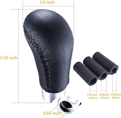Arenbel Stitched Leather Shifter Stick Knob Replacement Type R Manual Gear Shift Lever Handle Fit Most MT Cars, Black...
