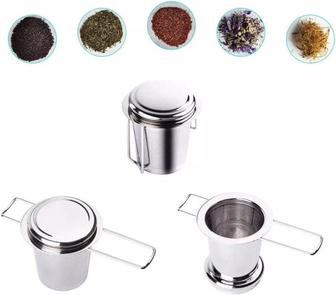 Foldable Tea Strainer - Stainless Steal, Foldable & Adjustable Handle, Cover, Tea Strainer, Tea Infuser, Tea Filter, Loose Leaf Tea...