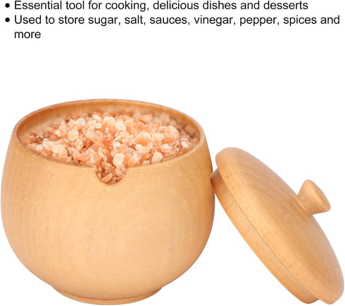 Wooden Seasoning Spice Jar, Sugar Bowl Pepper Seasoning Container Condiment Pots with Lid for Home Kitchen Restaurant(Wood)...