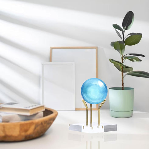 Hipiwe Gold Metal Arm Display Stand Easel with Acrylic Base Decorative Display Easel Holder for Sphere Crystal Ball Eggs Mineral Geodes Rock Seash...