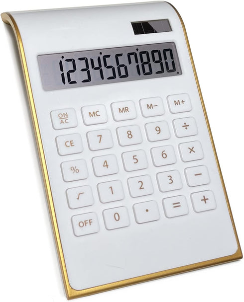 Solar Gold Calculator Standard Function Desktop Calculator LCD 10-Digit Desktop Calculator for Office, Home...