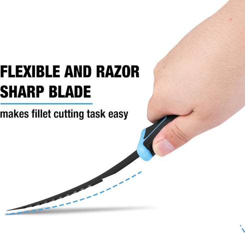 FLISSA Fish Fillet Knife, 5" Fishing Knife & Bait Knife with Protective Sheath, Non-Slip Handle, Belt Clip and Razor Sharp 8Cr13MoV Stainless-Stee...