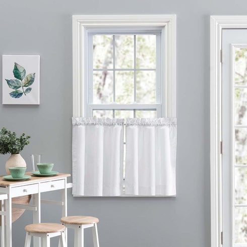 Ellis Curtain Stacey Sheer 56-by-30 Inch Tailored Tier Pair Curtains, White, 56x30...