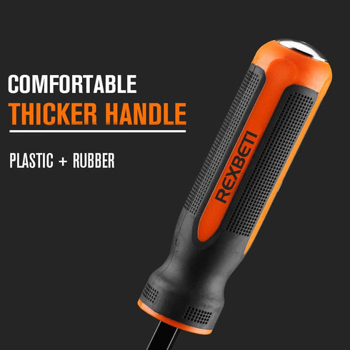 REXBETI 16 Inch Pry Bar Set Thicker Strike Cap Handle, Black Orange, Comfortable Non-Slip Double Angled Tip Handled...