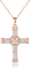 Barzel 18K Gold Plated Created Opal Cross with Chain, 18 Inches with 2 Inches Extension...