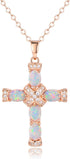 Barzel 18K Gold Plated Created Opal Cross with Chain, 18 Inches with 2 Inches Extension...