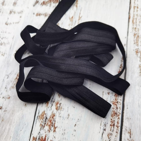 INSPIRELLE 50 Yards Spool Black 5/8 Ribbon Elastic Foldover Elastics Stretch FOE for Hair Ties Headbands Making...