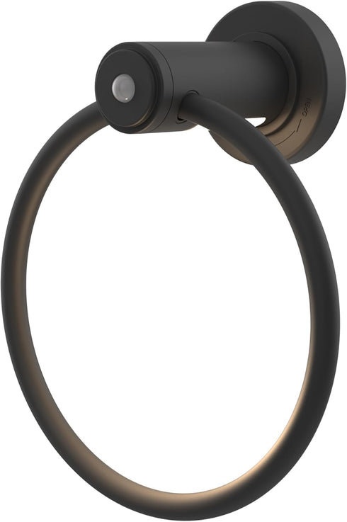 Enbrighten Towel Ring, Motion Sensing, Night Light, Battery Operated, Hand Towel Holder/Hanger for Bathroom, Kitchen, Matte Black, 79181...