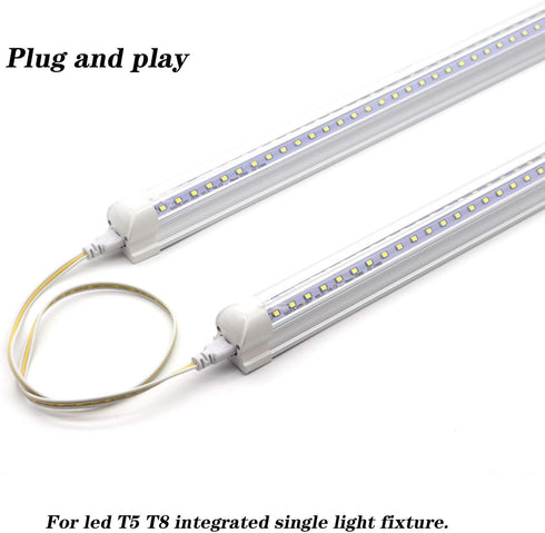 T5 T8 Extension Cords, 2ft Conenctor Cord, 3-Prong Extended Power Cable for Integrated LED Tube Light, Single LED Shop Garage Light Fixture, Under...