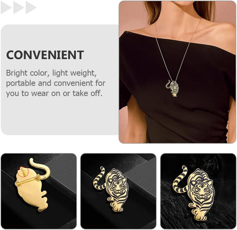 Tiger Shape Brooch Animals Design Breastpin Jewelry Clothes Breastpin Chic Pendant 2022 New Year for Men Women...