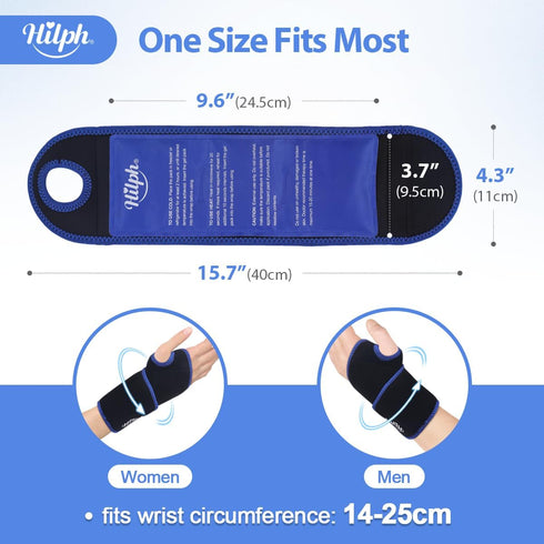 Hilph Wrist Ice Pack Wrap for Pain Relief, Reusable Wrist Brace with Gel Cold Pack for Injuries, Hot & Cold Compress Hand Ice Pack for Carpal Tunn...