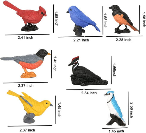 Mini Bird Figurines 7pcs, Birds Cake Cupcake Topper, Miniature Birds Animal Figure Oriole Robin Cardinal Bird Educational Toy, Bird Cake Decoratio...