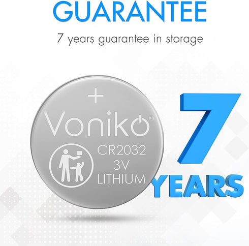 Voniko 3 Volt CR2032 Battery 12 Pack – Lithium Batteries – 2032 Button Battery Flat – 7 Years Shelf Life...