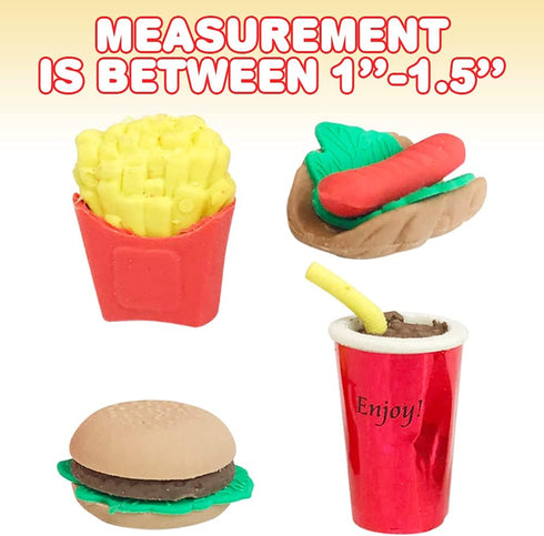 ArtCreativity Pull Apart 3D Junk Food Erasers, Set of 12, Mini Assorted Food Erasers for Kids, Back to School Supplies for Boys and Girls, Birthda...