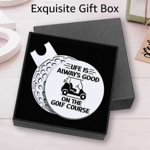 Life is Always Good On The Golf Course Golf Ball Marker with Magnetic Hat Clip, Funny Golf Accessories and Golf Gifts for Men Women Dad Grandpa, B...