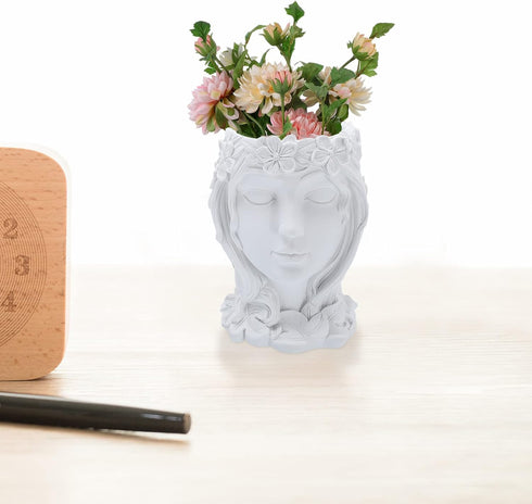 Face Flower Pot 1pc Resin Goddess Flower Pot Female Head Vase Face Head Planter Flower Pots Indoor Bonsai Planter Pot Roman Statue Goddess Statue ...